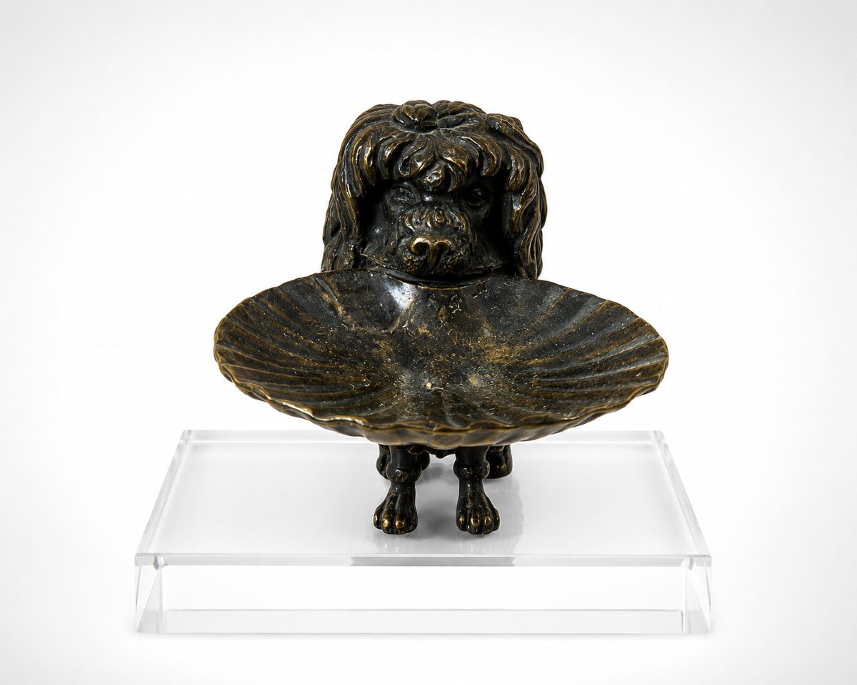 Charming Vienna Bronze Letter-holder Depicting A Spaniel - 19th Century