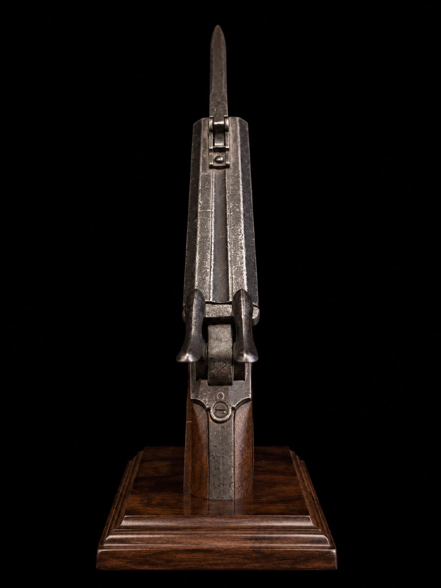 Pistolet de Veneur à broche, double canon juxtaposé avec baïonnette escamotable – XIXe siècle-photo-1
