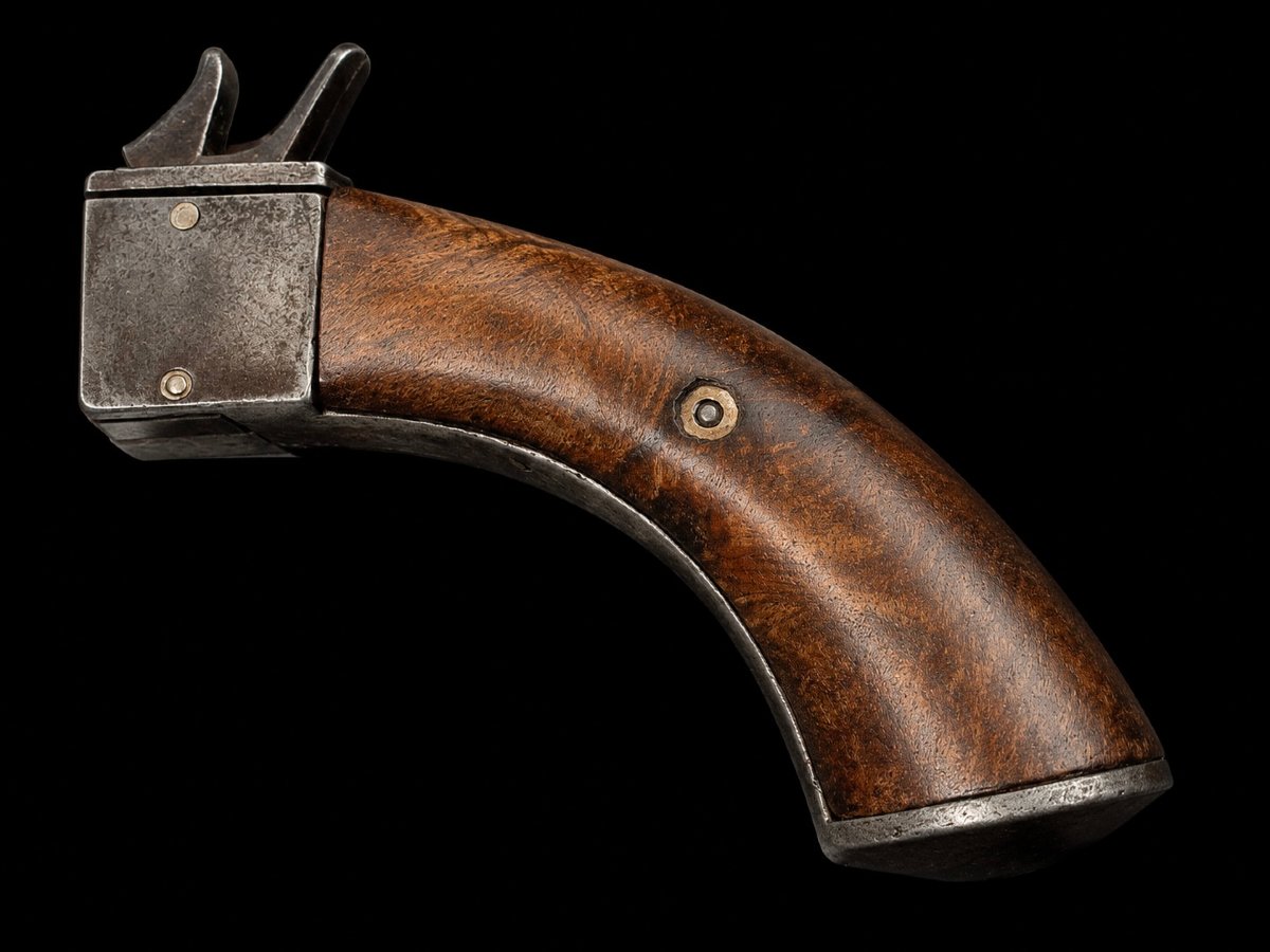 Pistolet de Veneur à broche, double canon juxtaposé avec baïonnette escamotable – XIXe siècle-photo-3