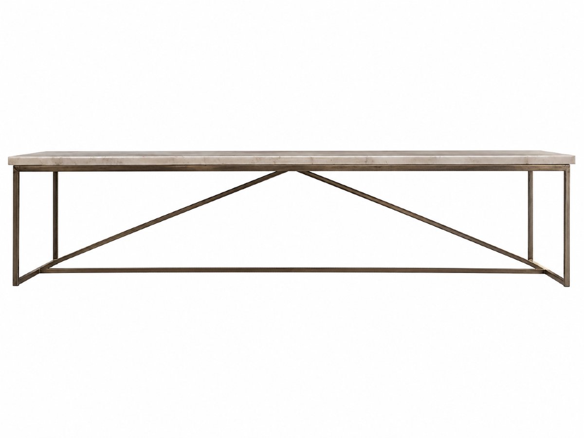 Paul Mccobb Coffee Table, With Silver-plated Bronze Base And Calacatta Carrara Marble Top-photo-2
