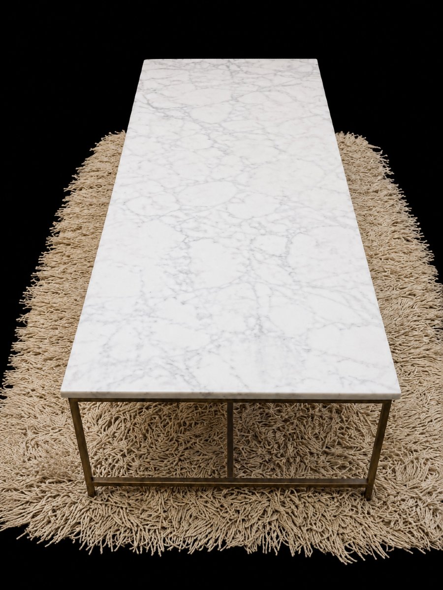 Paul Mccobb Coffee Table, With Silver-plated Bronze Base And Calacatta Carrara Marble Top-photo-1