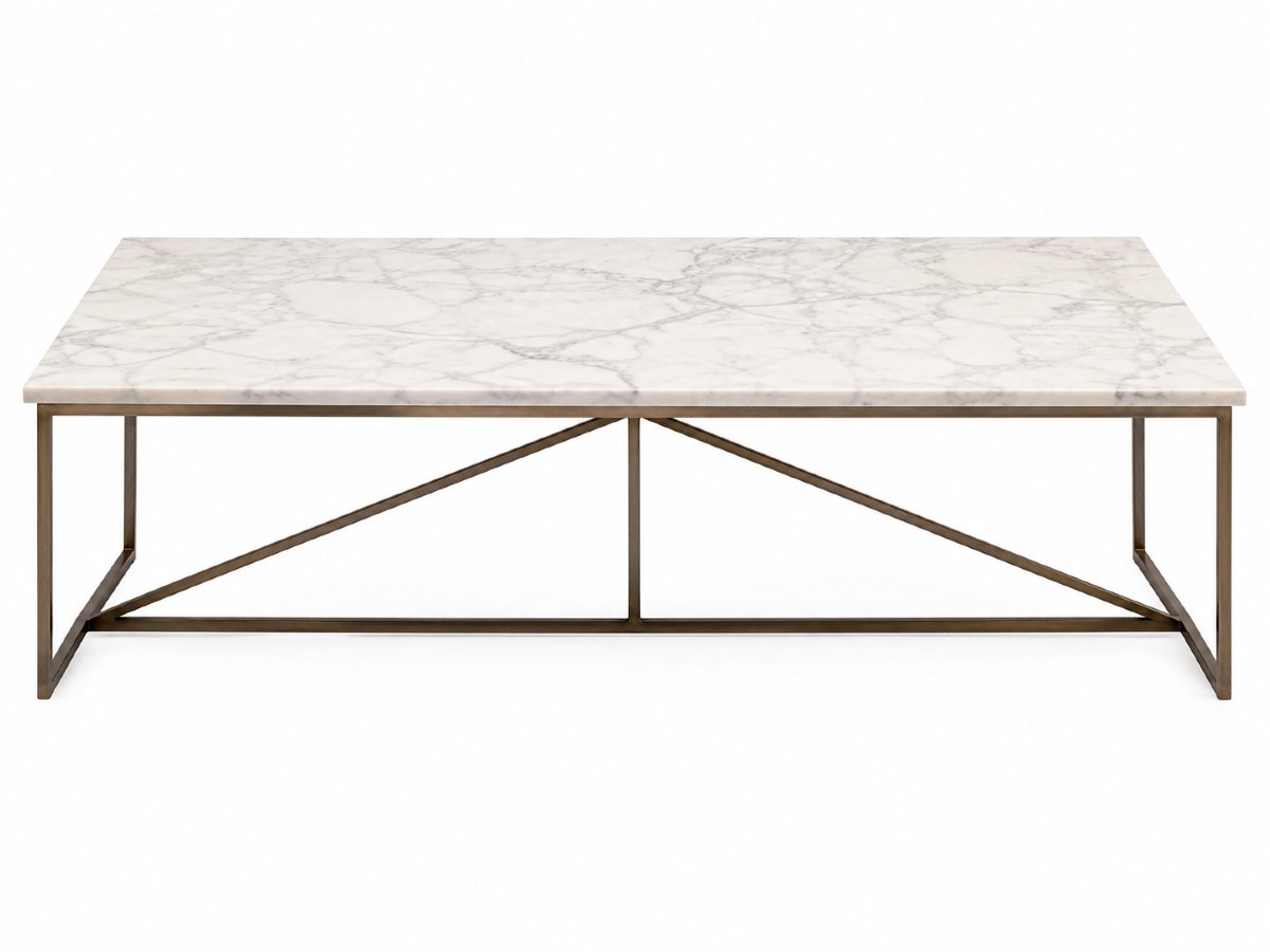 Paul Mccobb Coffee Table, With Silver-plated Bronze Base And Calacatta Carrara Marble Top