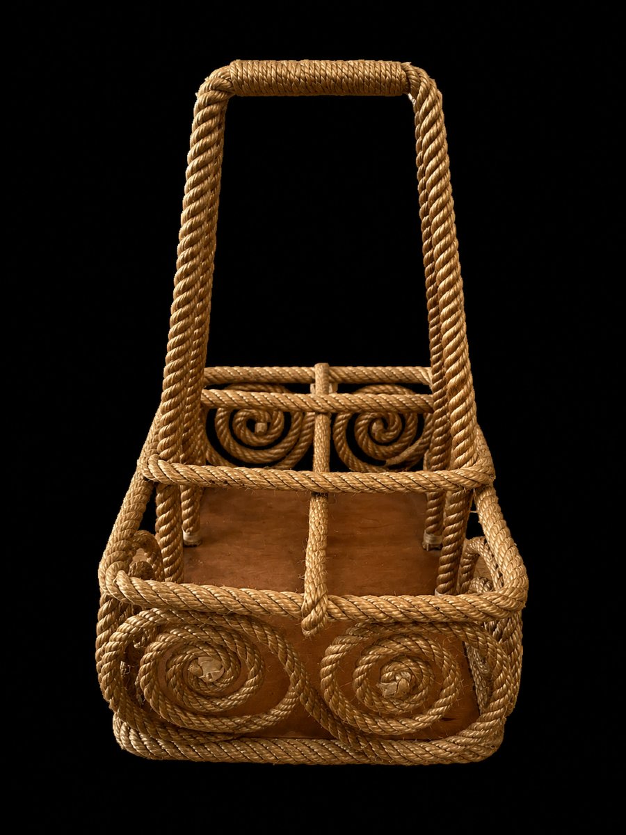 Porte-bouteille en corde tressée par Audoux & Minet – France, vers 1955-1960-photo-2