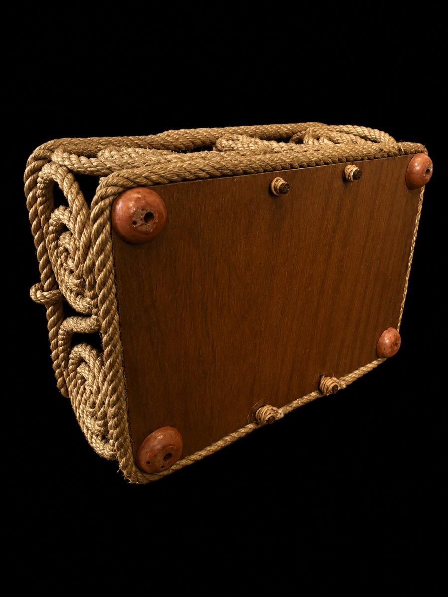 Porte-bouteille en corde tressée par Audoux & Minet – France, vers 1955-1960-photo-4