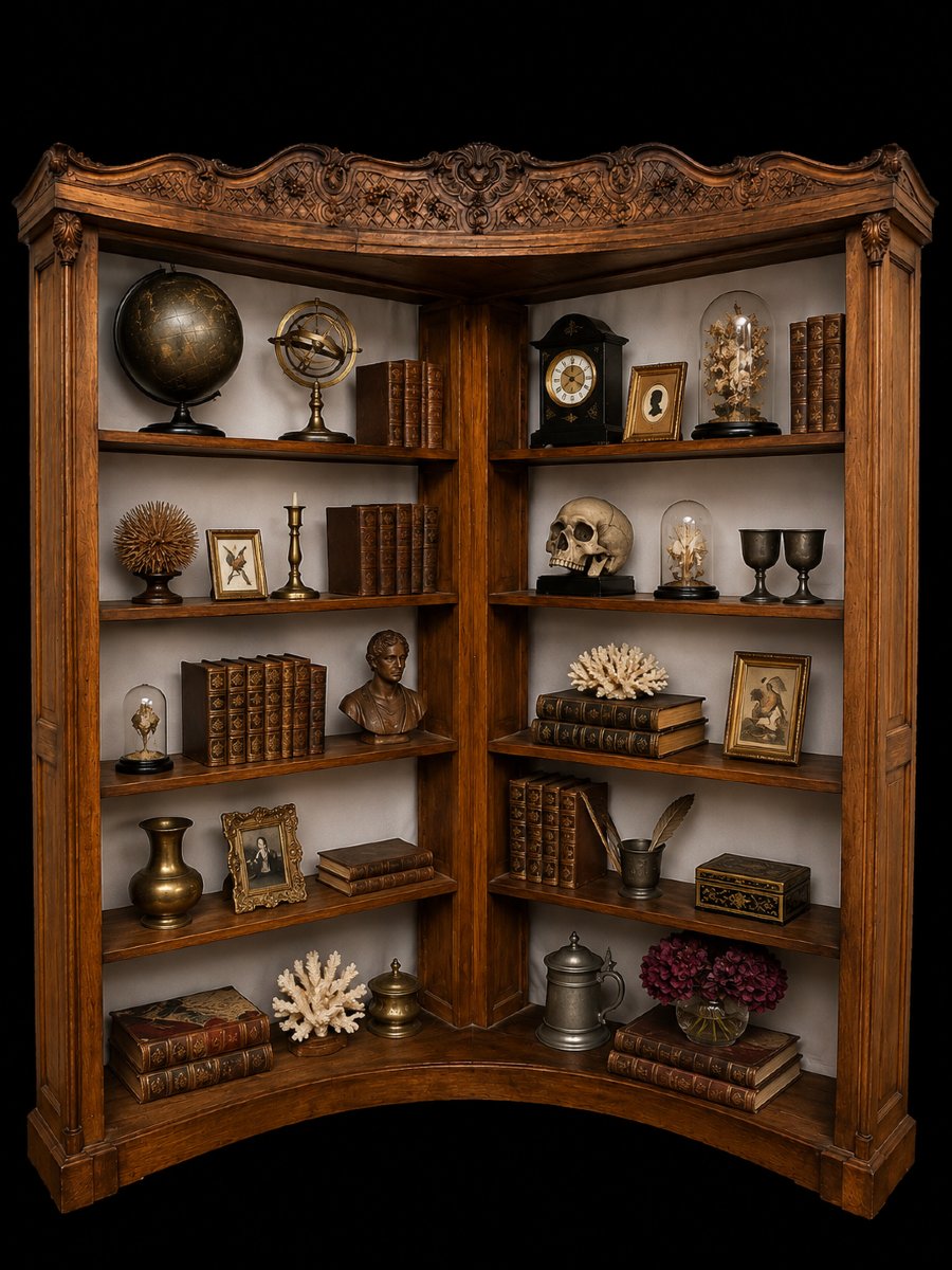Regency-style Corner Bookcase – 1930s-photo-1