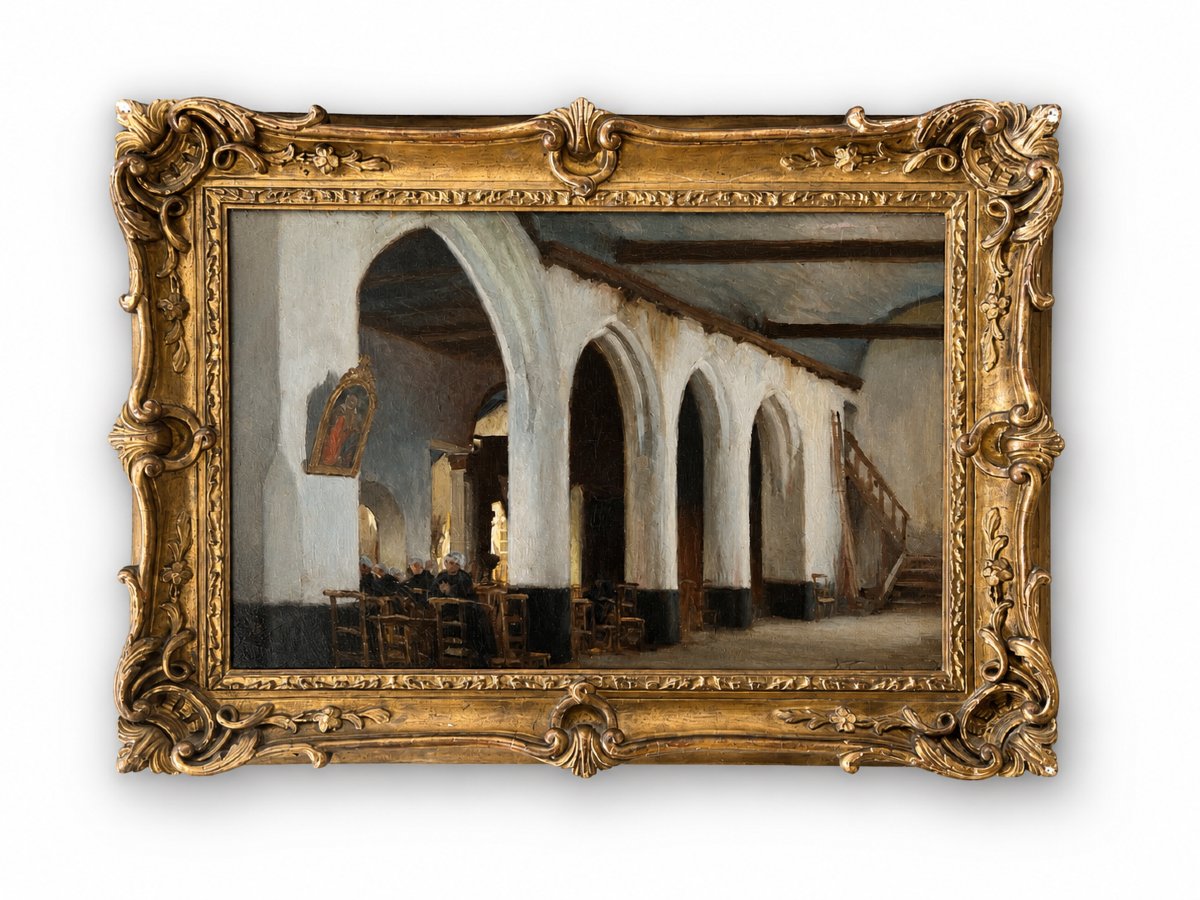 Adolphe Faugeron (1866–1944) – Interior Of A Church In Brittany, Plougastel-photo-2