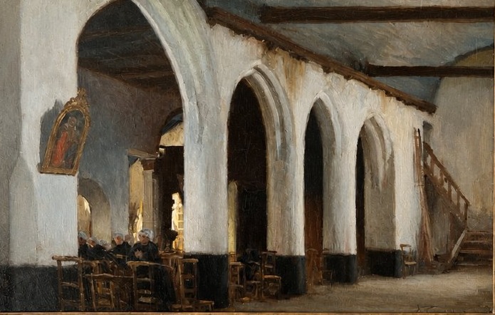 Adolphe Faugeron (1866–1944) – Interior Of A Church In Brittany, Plougastel-photo-3
