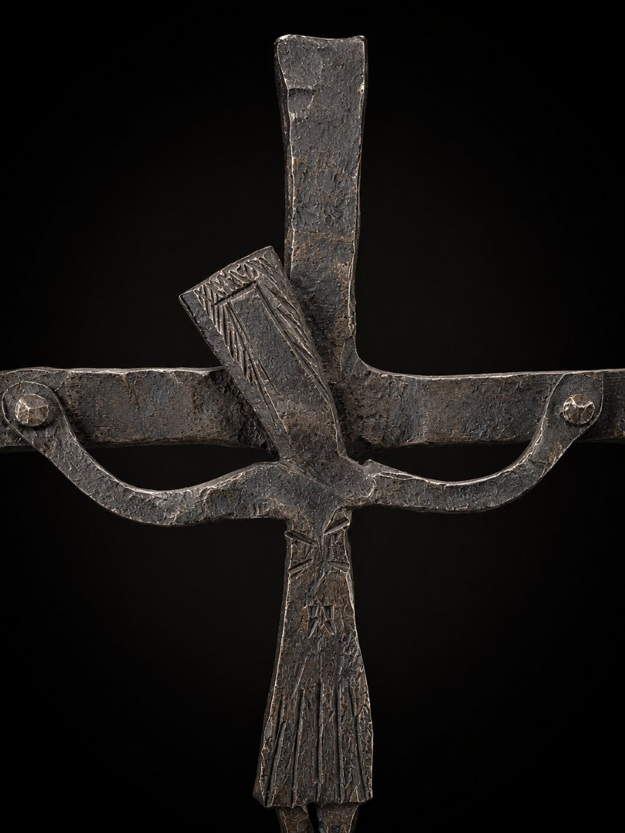Christ en fer martelé – Dans l’esprit des Artisans de Marolles – Vers 1950-1960-photo-2
