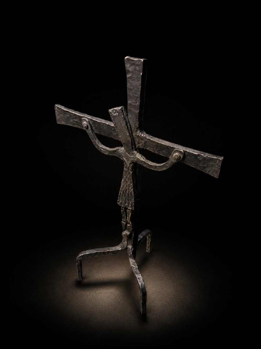 Christ en fer martelé – Dans l’esprit des Artisans de Marolles – Vers 1950-1960-photo-3