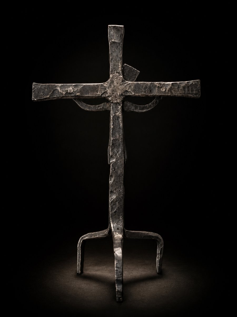 Christ en fer martelé – Dans l’esprit des Artisans de Marolles – Vers 1950-1960-photo-1