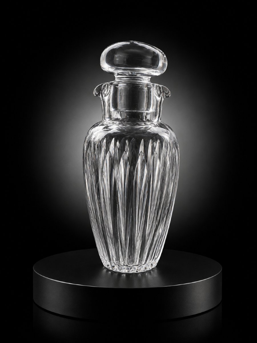 Carafe - Serving Bottle - Cut Crystal Shaker, With Its Original Stopper-photo-2