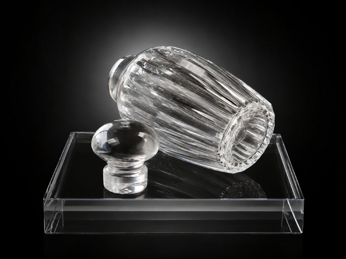 Carafe - Serving Bottle - Cut Crystal Shaker, With Its Original Stopper-photo-3