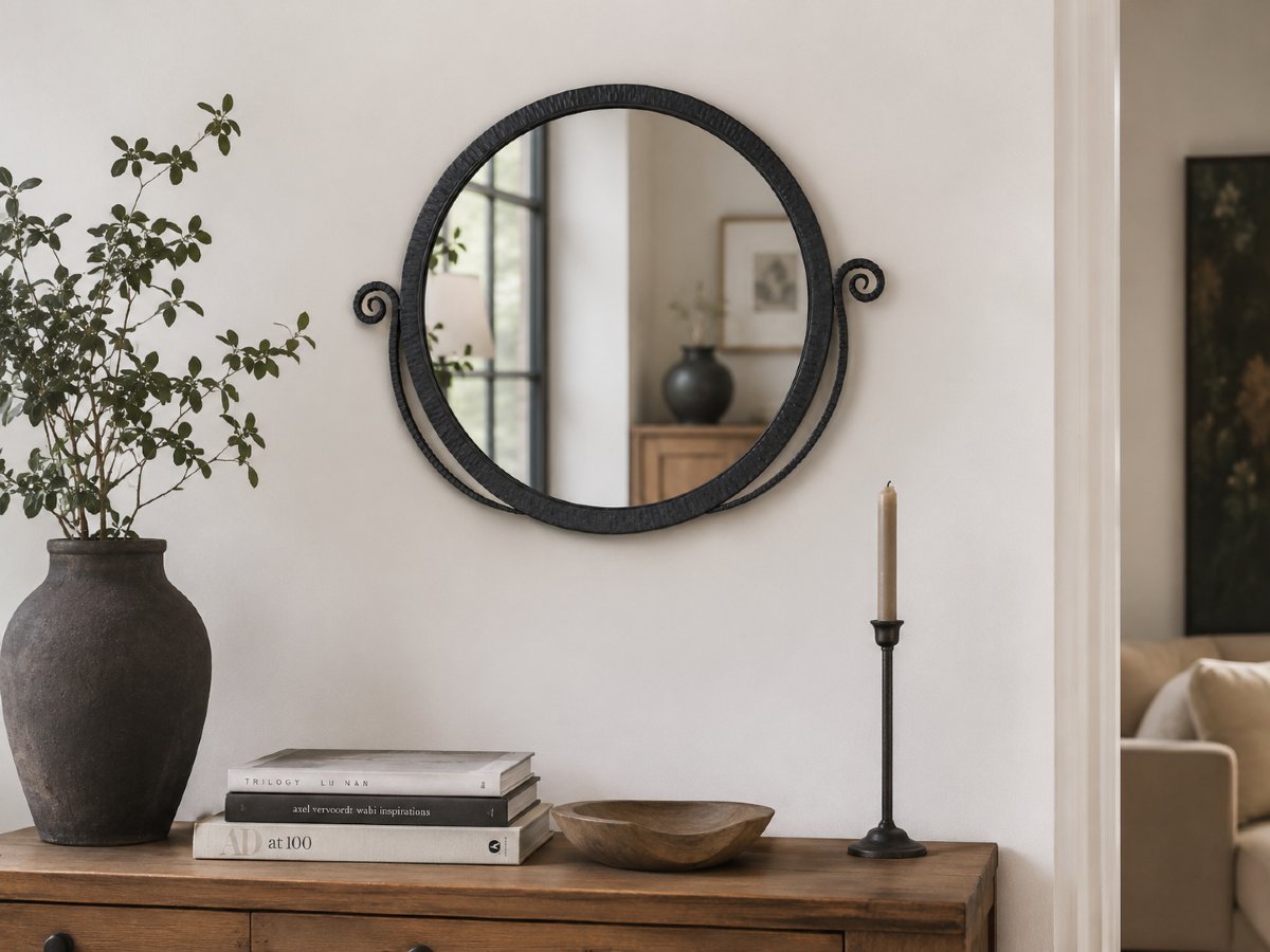 Art Deco Mirror In Hammered Wrought Iron – France, Circa 1925–1930-photo-3