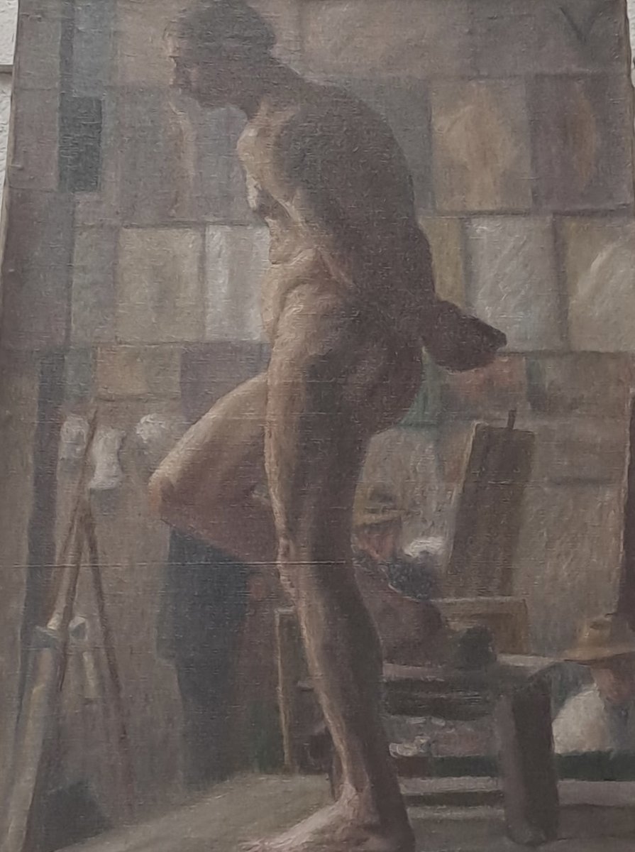 Academic Portrait Of A Nude Man In The Studio – French School, Late 19th Century-photo-3