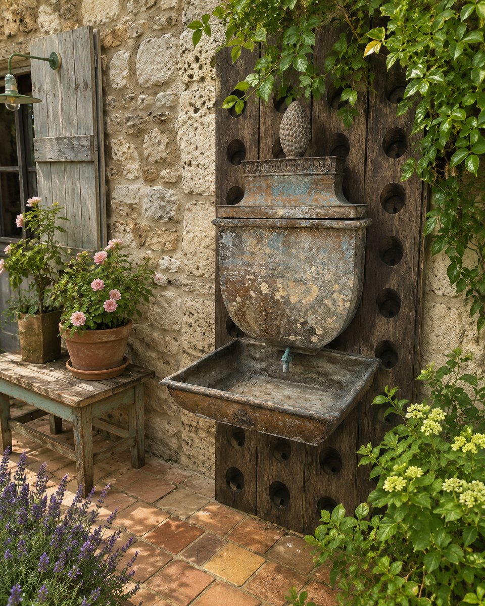 Directoire-period Wall Fountain Made Of Painted Sheet Metal – Late 18th Century-photo-2