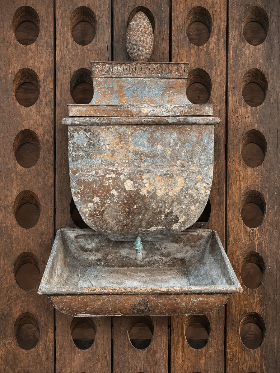 Directoire-period Wall Fountain Made Of Painted Sheet Metal – Late 18th Century