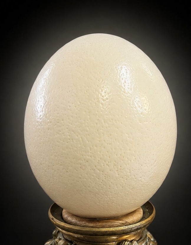 Œuf d'autruche monté sur son socle en bronze doré – Fin du XIXᵉ siècle, début du XXᵉ siècle-photo-2