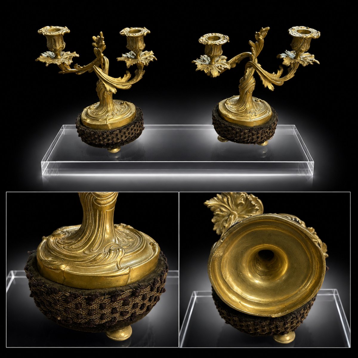 Pair Of Gilded Bronze Candlesticks In The Louis XV Style – Napoleon III Period-photo-2