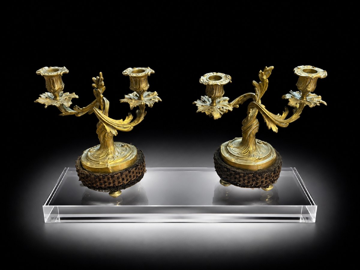Pair Of Gilded Bronze Candlesticks In The Louis XV Style – Napoleon III Period