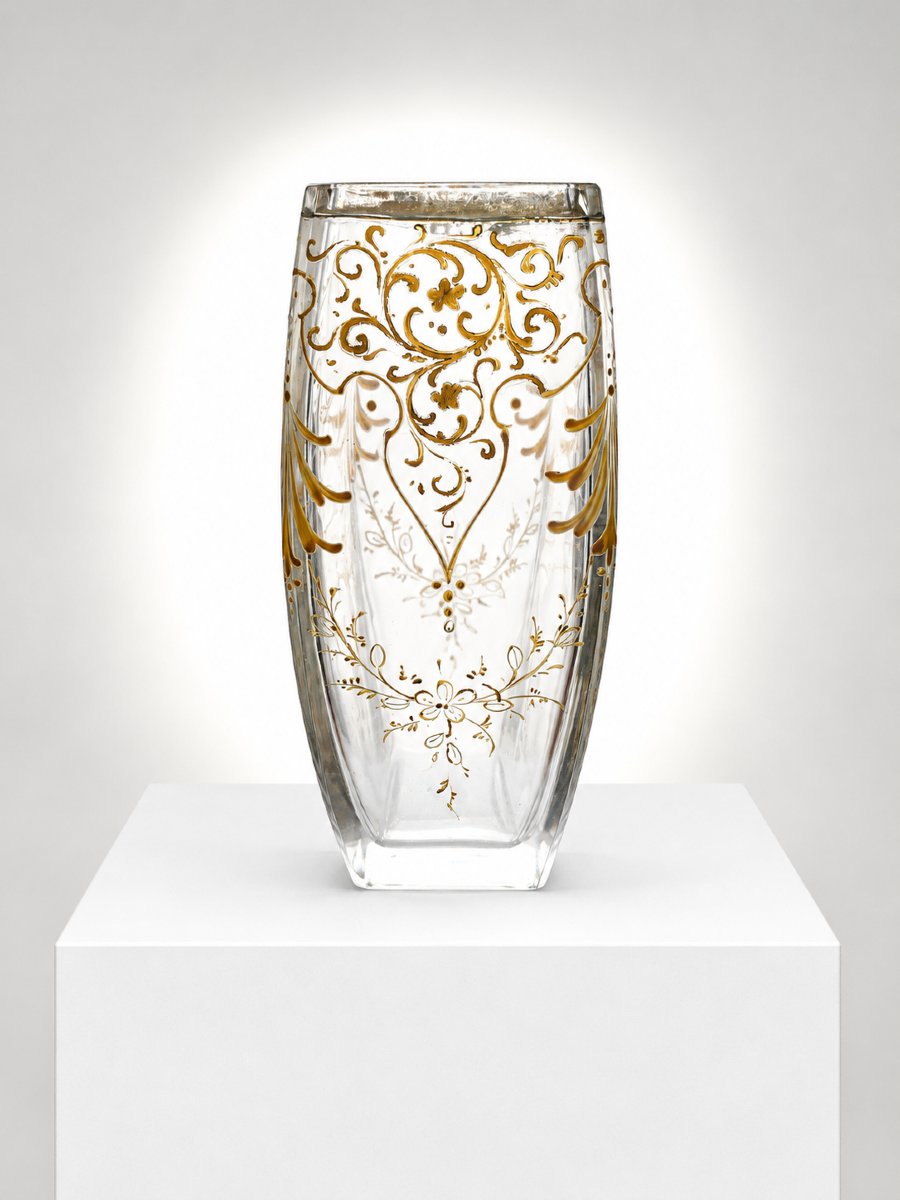 Enameled And Gilded Crystal Vase Attributed To Legras-photo-4