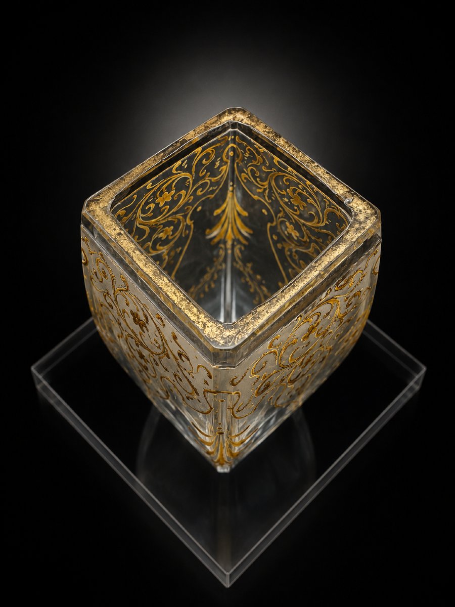 Enameled And Gilded Crystal Vase Attributed To Legras-photo-1