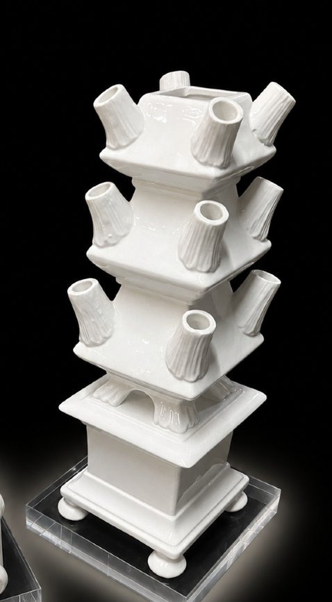 Architectural Tulip Vases In White Porcelain – Germany Or The Netherlands, Circa 1950–1960-photo-3