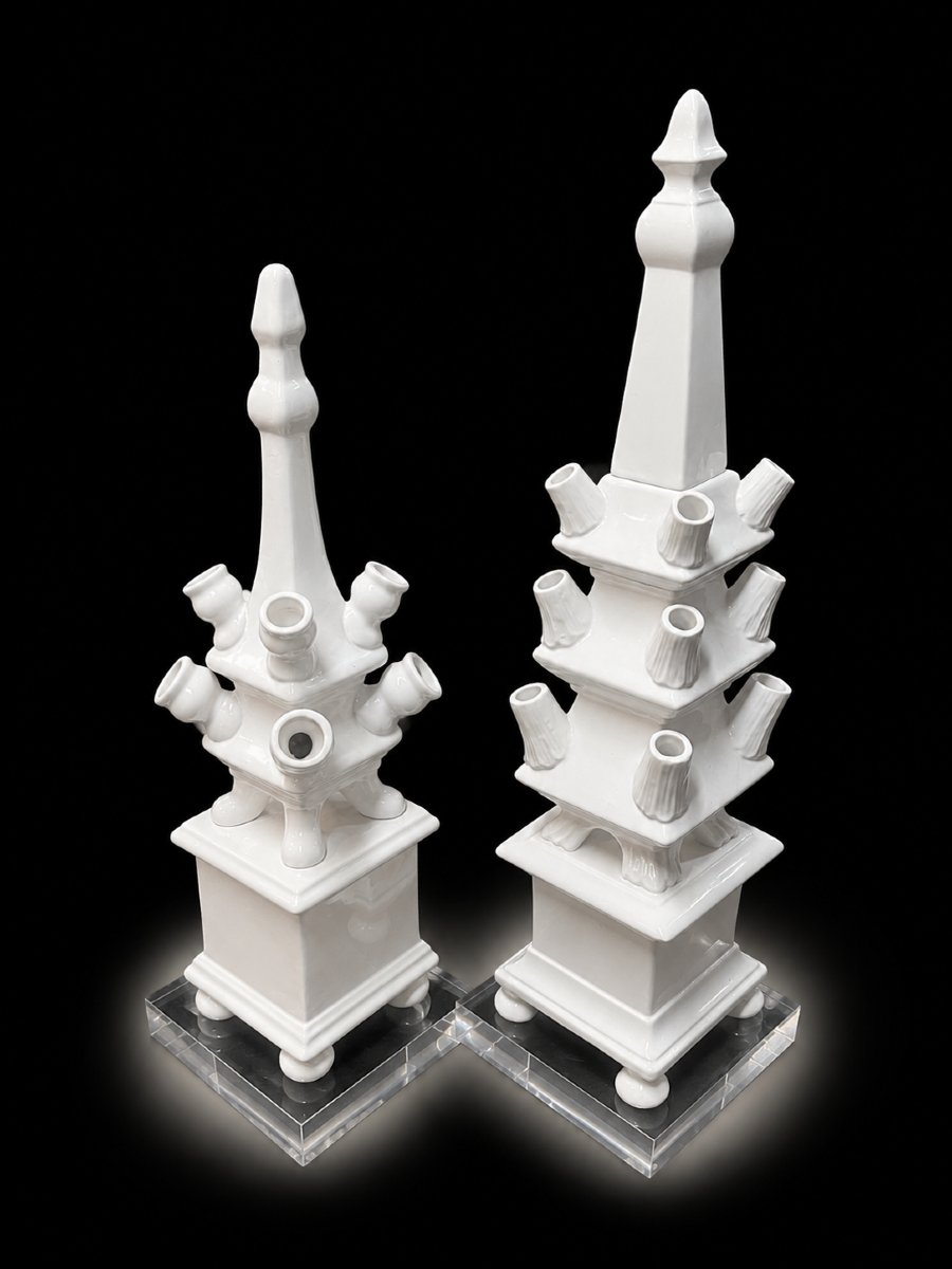 Architectural Tulip Vases In White Porcelain – Germany Or The Netherlands, Circa 1950–1960