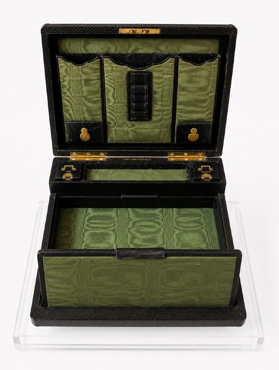 écritoire de voyage en maroquin noir Wells & Lambe, fabricants de la Cour – Londres, vers 1820--photo-4
