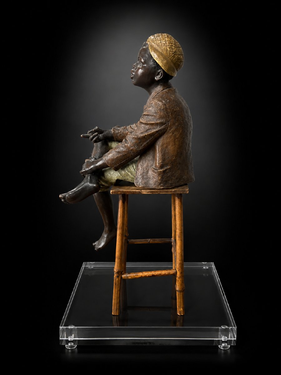 Polychrome Terracotta Figurine Depicting An Orientalist Scene – Bernhard Bloch Manufactory, Bohemia, Circa 1900-photo-2