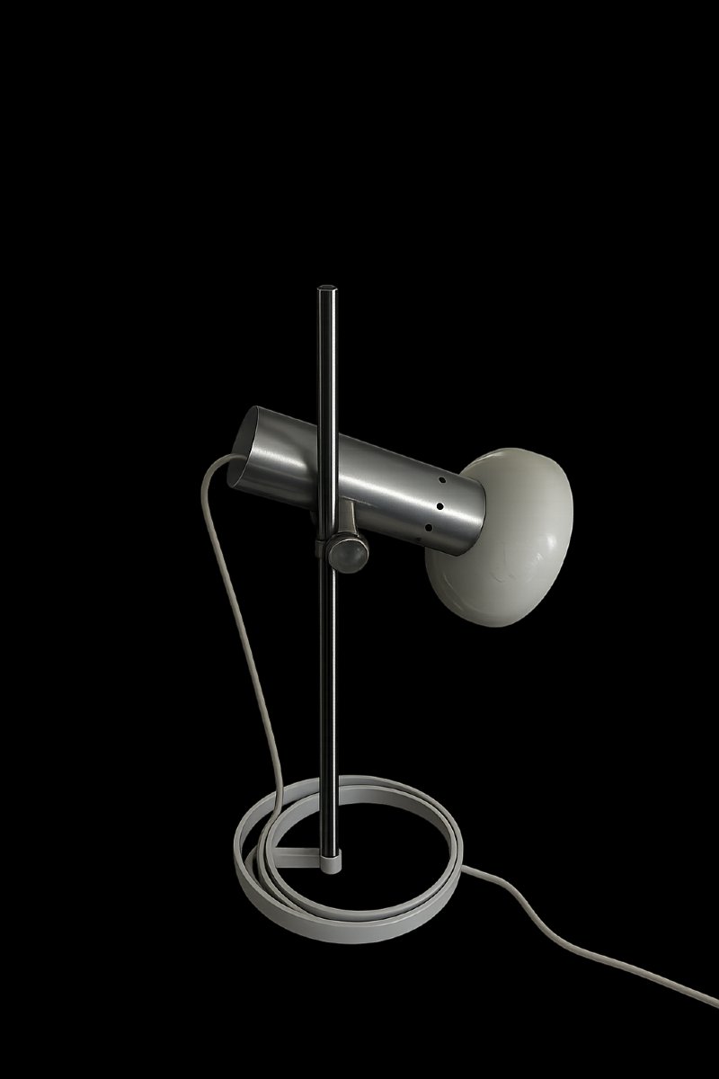 Lampe de bureau moderniste en acier chromé et métal laqué – Allemagne de l'Ouest, vers 1970-photo-2