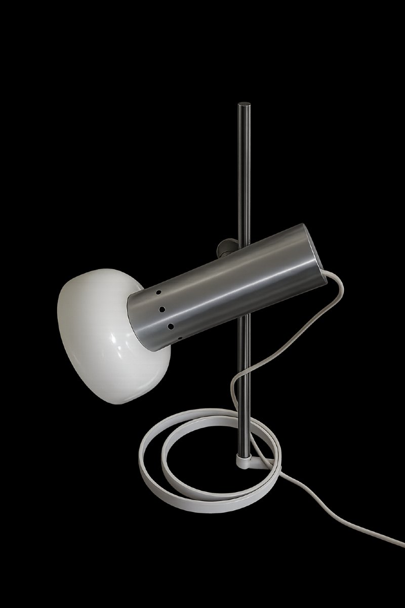 Lampe de bureau moderniste en acier chromé et métal laqué – Allemagne de l'Ouest, vers 1970-photo-3