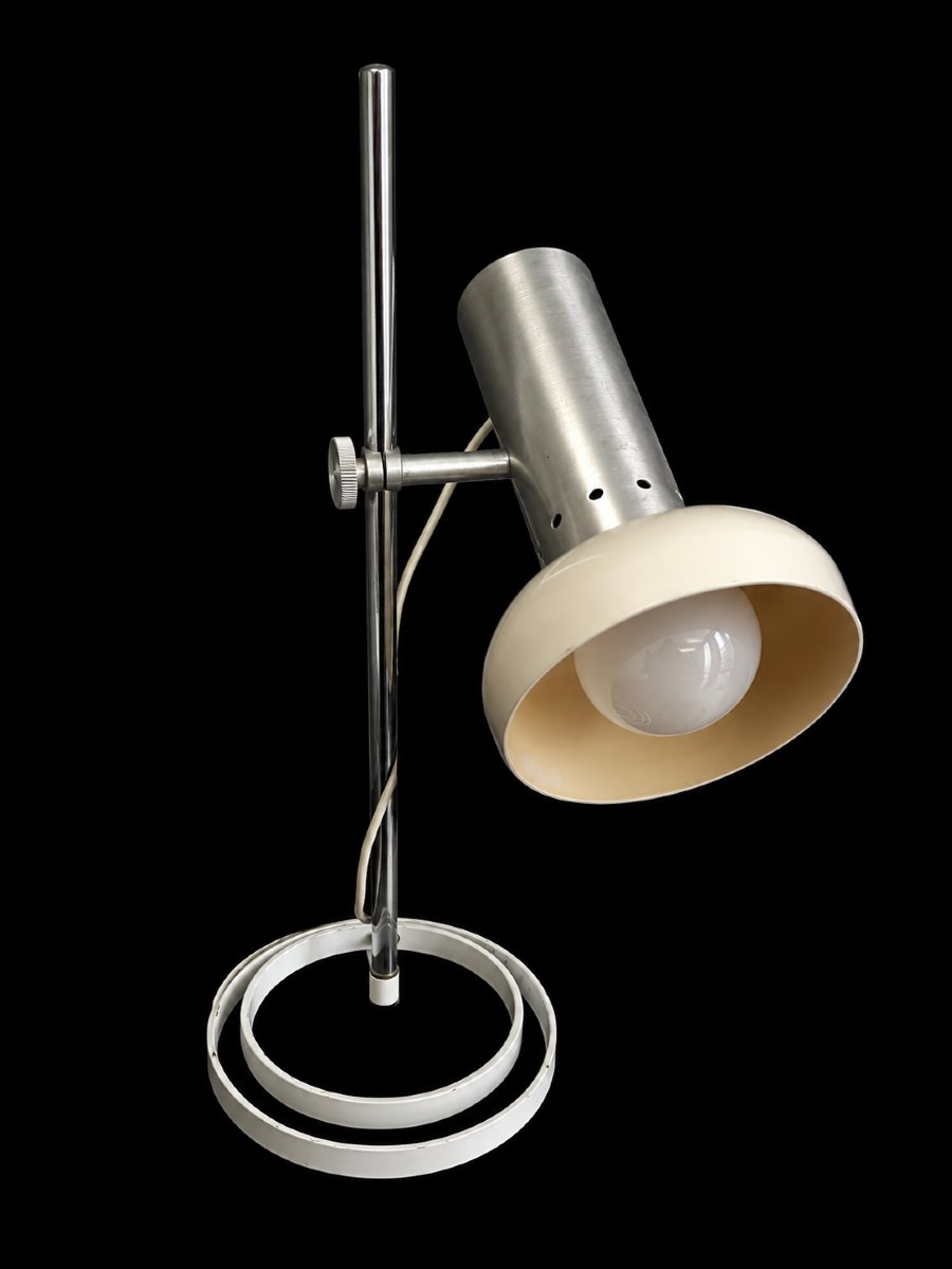 Lampe de bureau moderniste en acier chromé et métal laqué – Allemagne de l'Ouest, vers 1970
