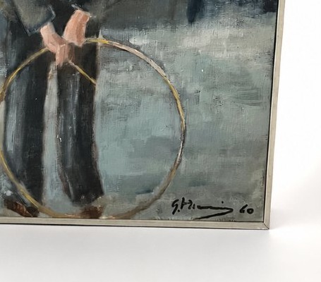portrait d'enfant – Huile sur toile signée et datée 1960-photo-2