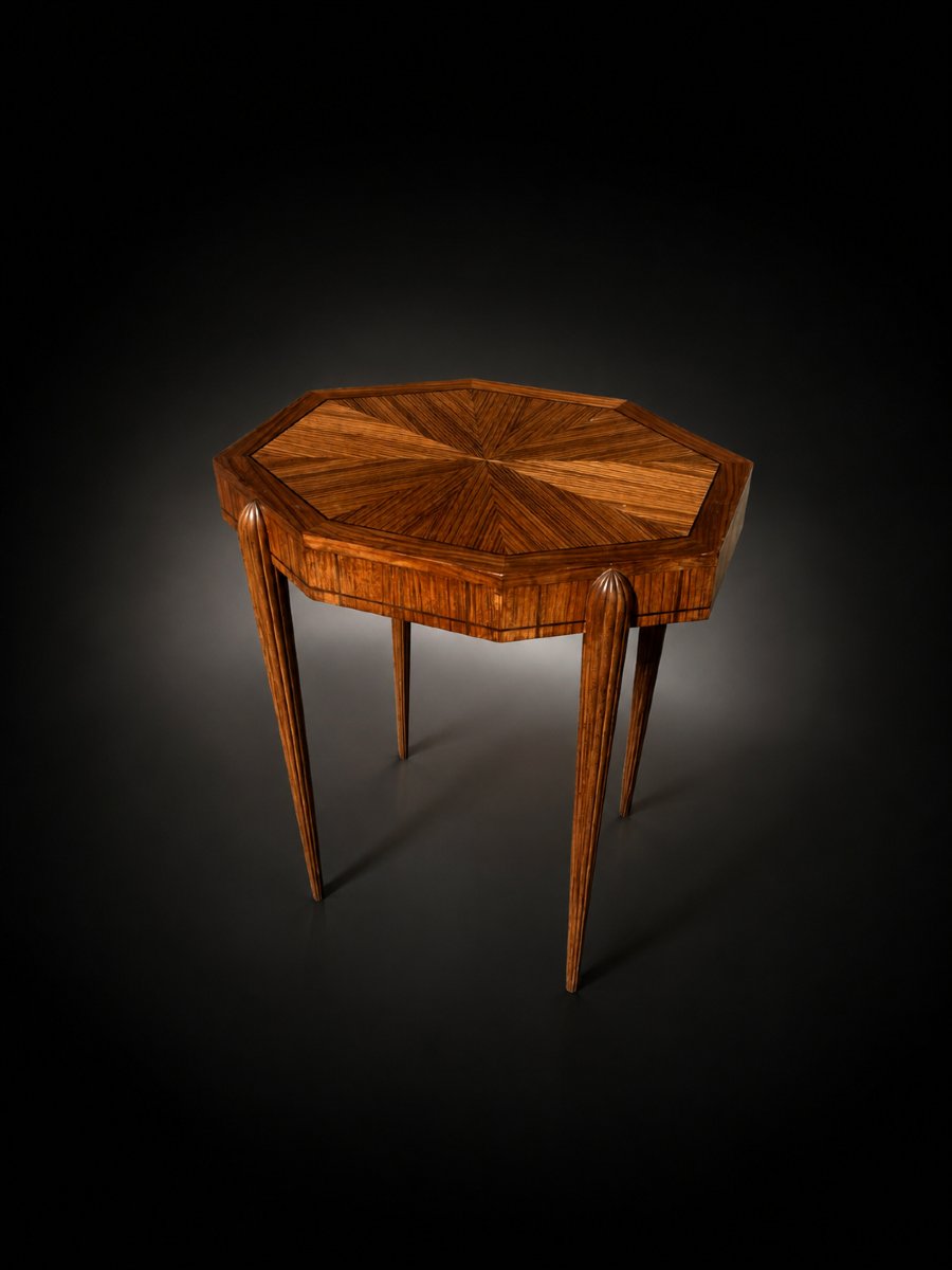 Art Deco Folding Table In Zebrano Veneer – Circa 1925-photo-3