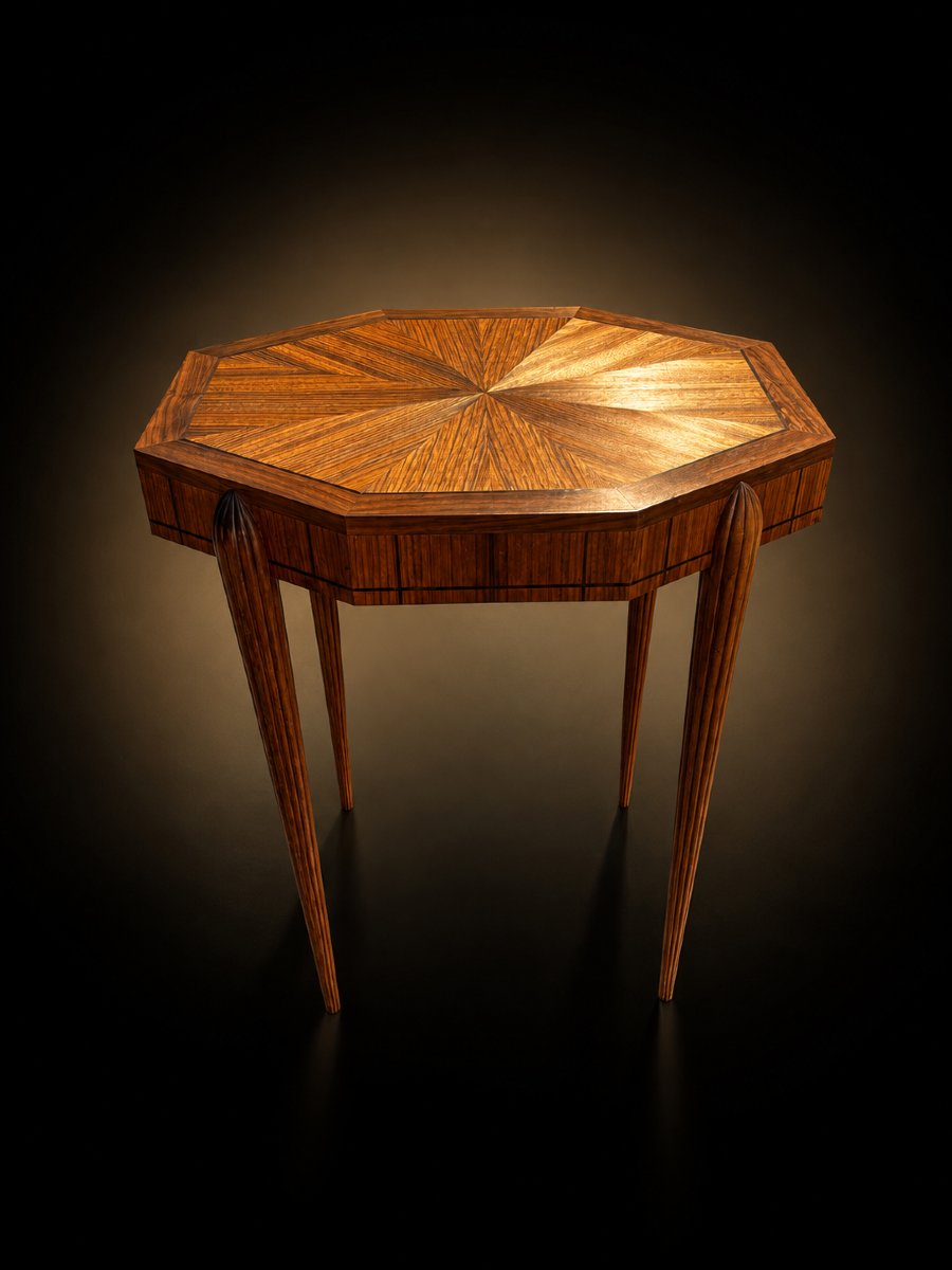 Art Deco Folding Table In Zebrano Veneer – Circa 1925-photo-4