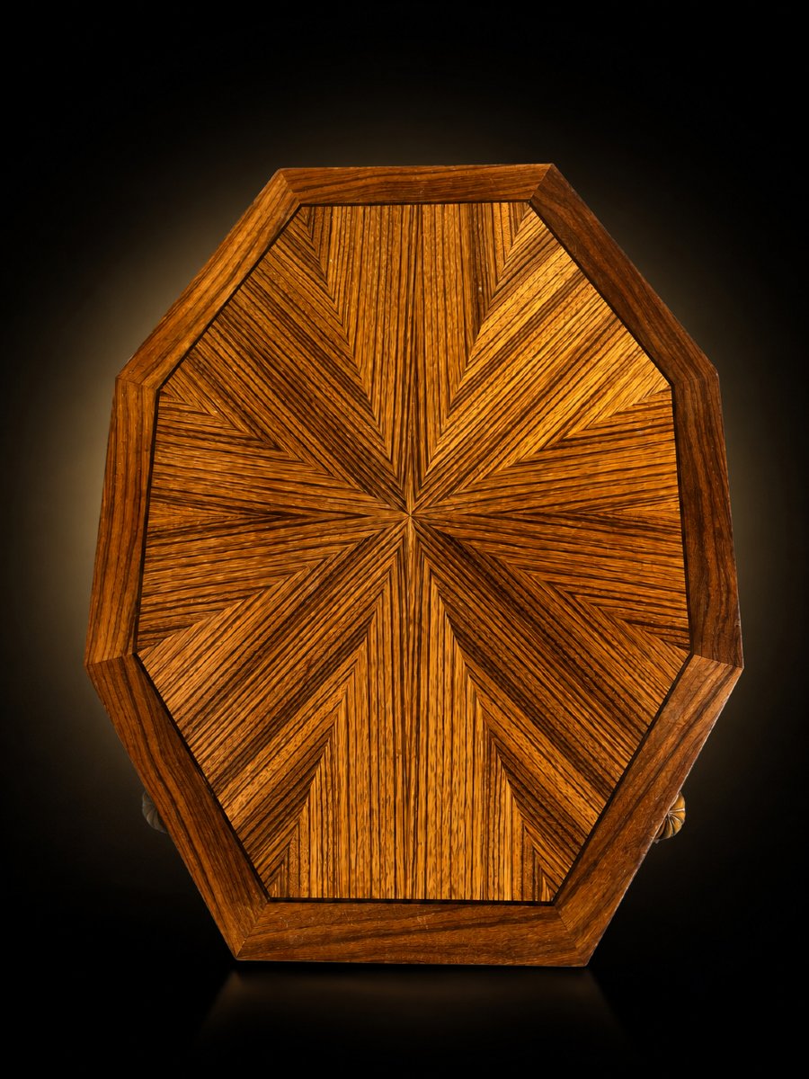 Art Deco Folding Table In Zebrano Veneer – Circa 1925-photo-2