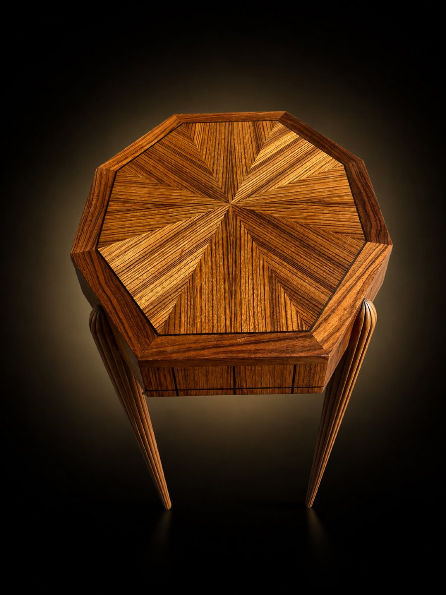 Art Deco Folding Table In Zebrano Veneer – Circa 1925-photo-3
