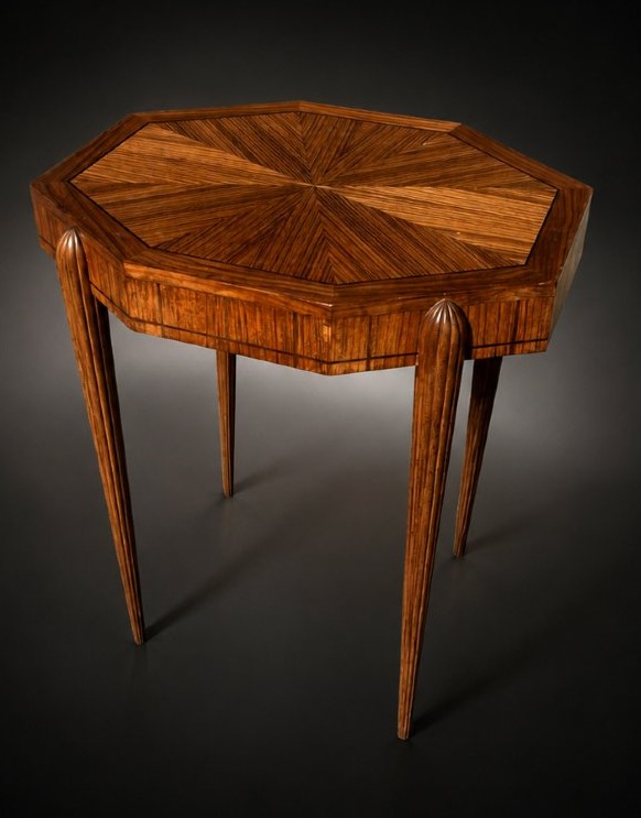 Art Deco Folding Table In Zebrano Veneer – Circa 1925-photo-4