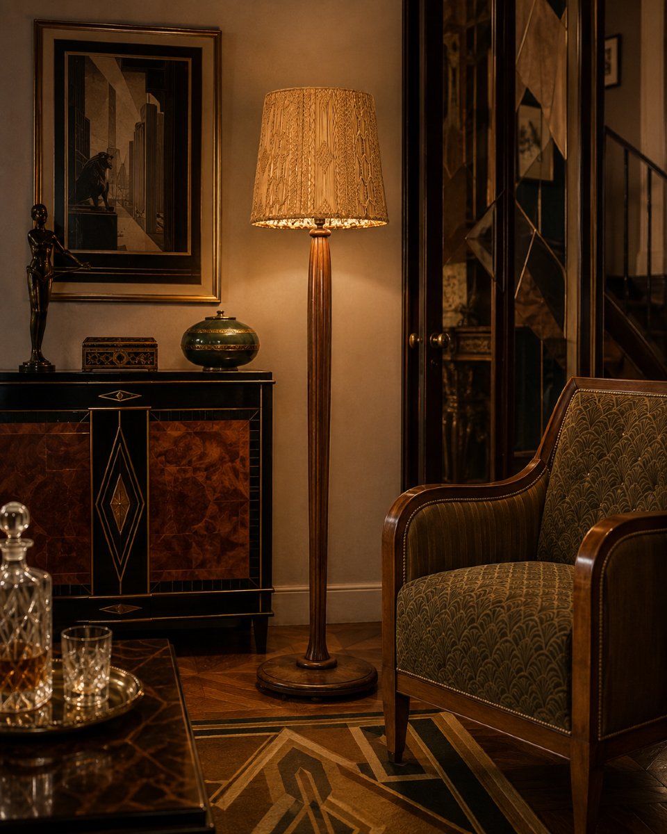  lampadaire Art Déco en chêne – France, vers 1930-photo-4