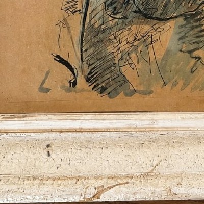 Studio Drawing Attributed To The Circle Of Gaston Larrieu – French School, Mid-20th Century-photo-2