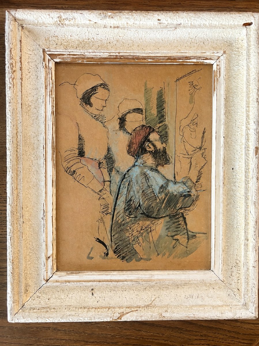 Studio Drawing Attributed To The Circle Of Gaston Larrieu – French School, Mid-20th Century-photo-3