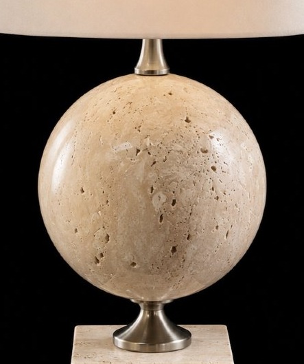 Lampe de table en travertin et laiton – Attribuée à Philippe Barbier – France, années 1970-photo-2