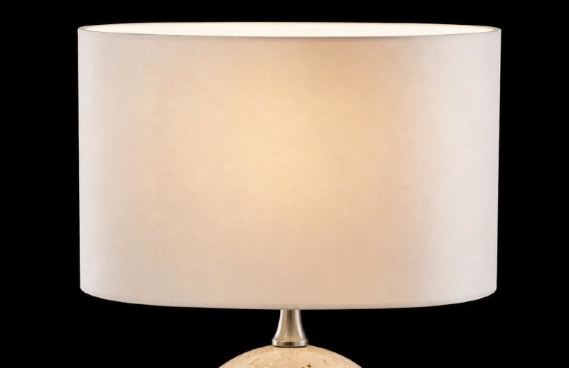 Lampe de table en travertin et laiton – Attribuée à Philippe Barbier – France, années 1970-photo-4