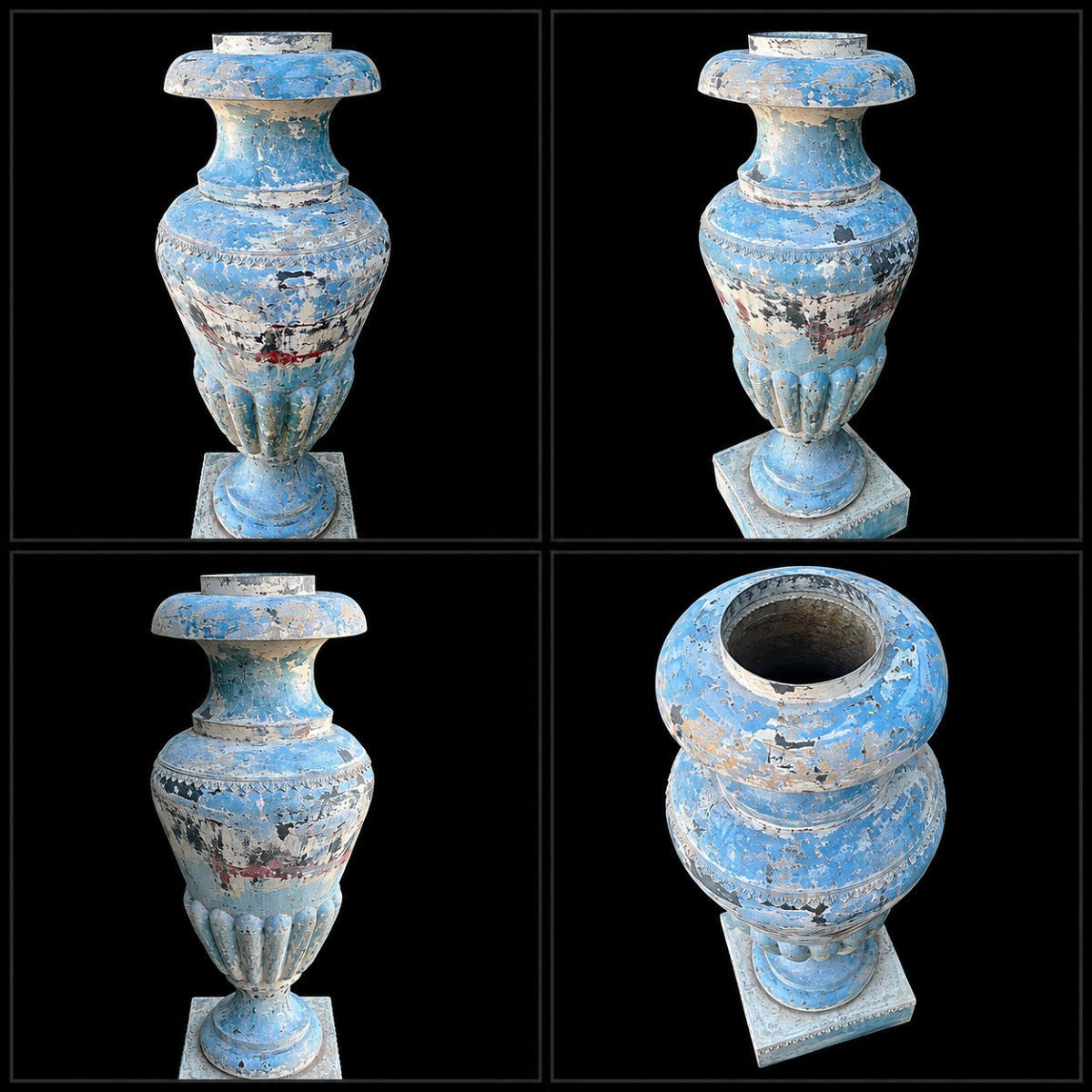 Grande urne de jardin en zinc peint – XIXᵉ siècle – -photo-2
