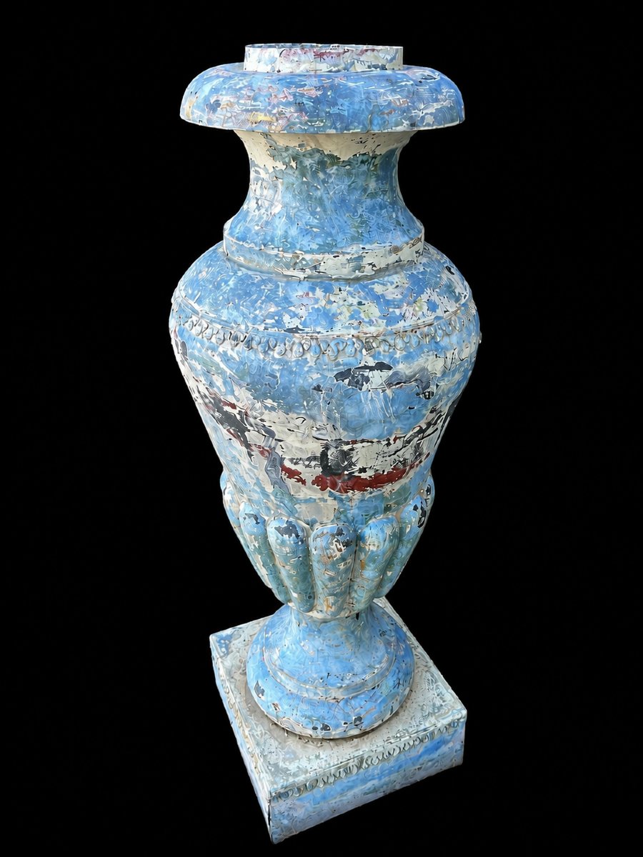 Grande urne de jardin en zinc peint – XIXᵉ siècle – -photo-2