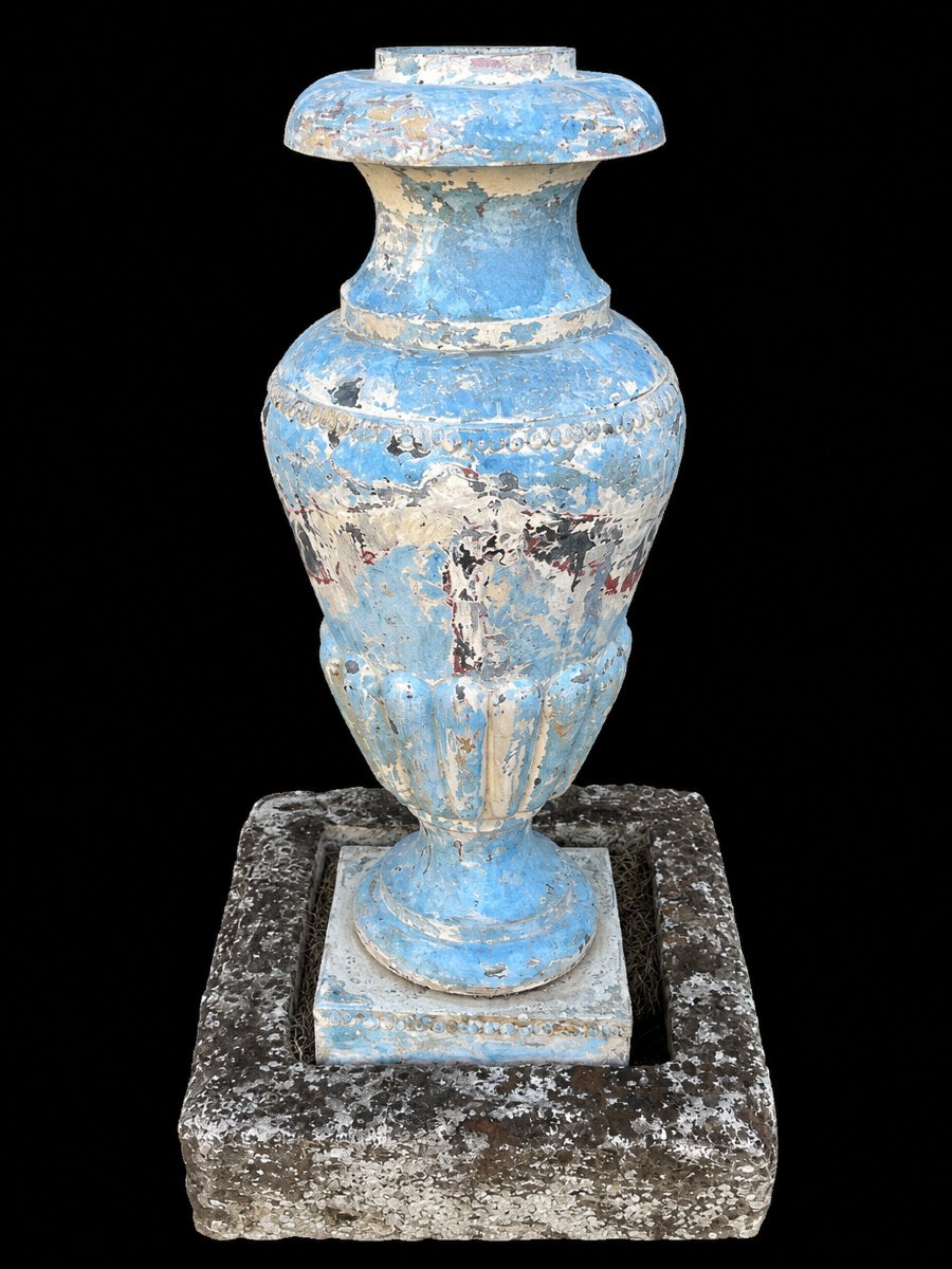 Grande urne de jardin en zinc peint – XIXᵉ siècle – 