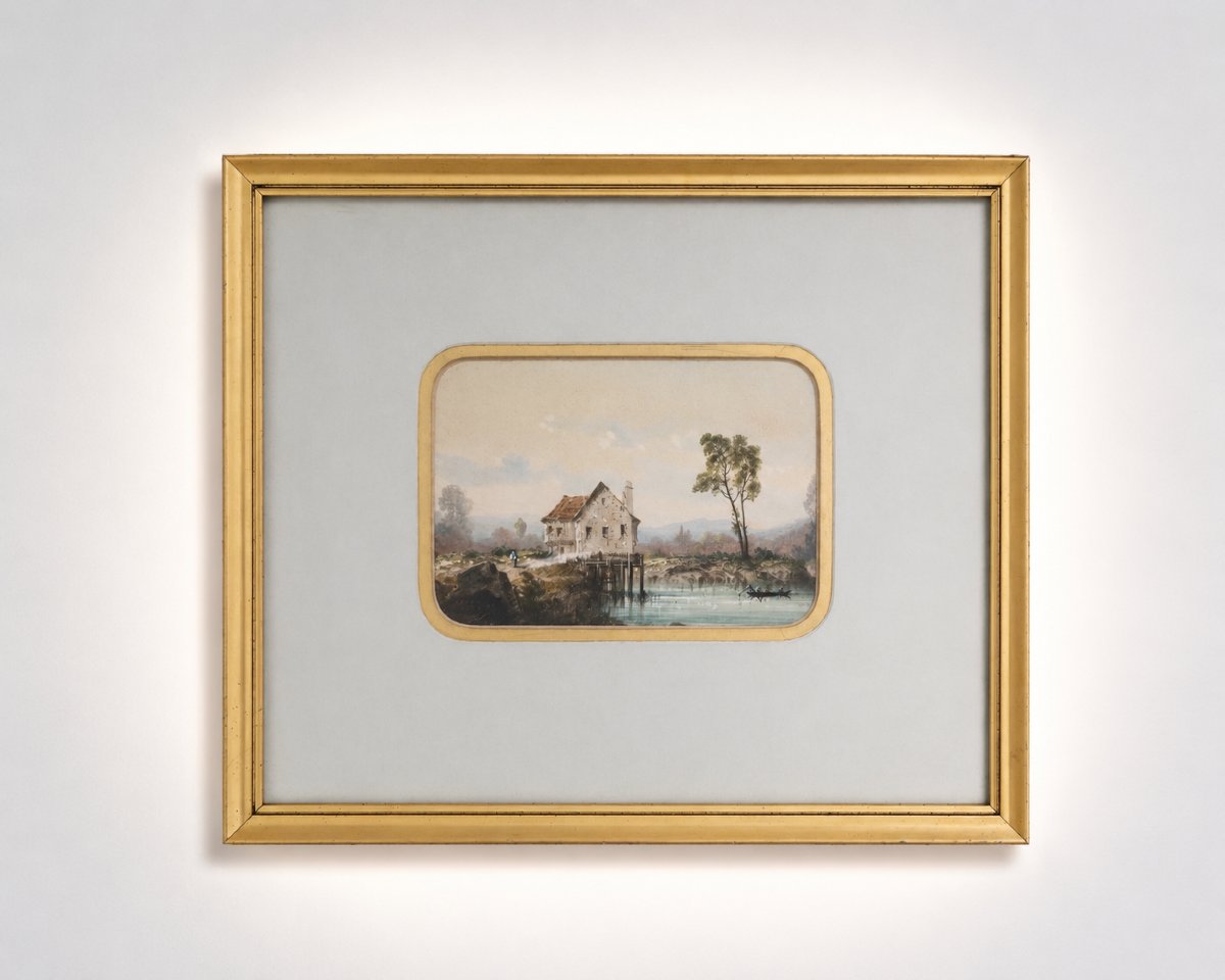 Pair Of Flemish Gouaches – Rural Landscapes, Early 19th Century-photo-4
