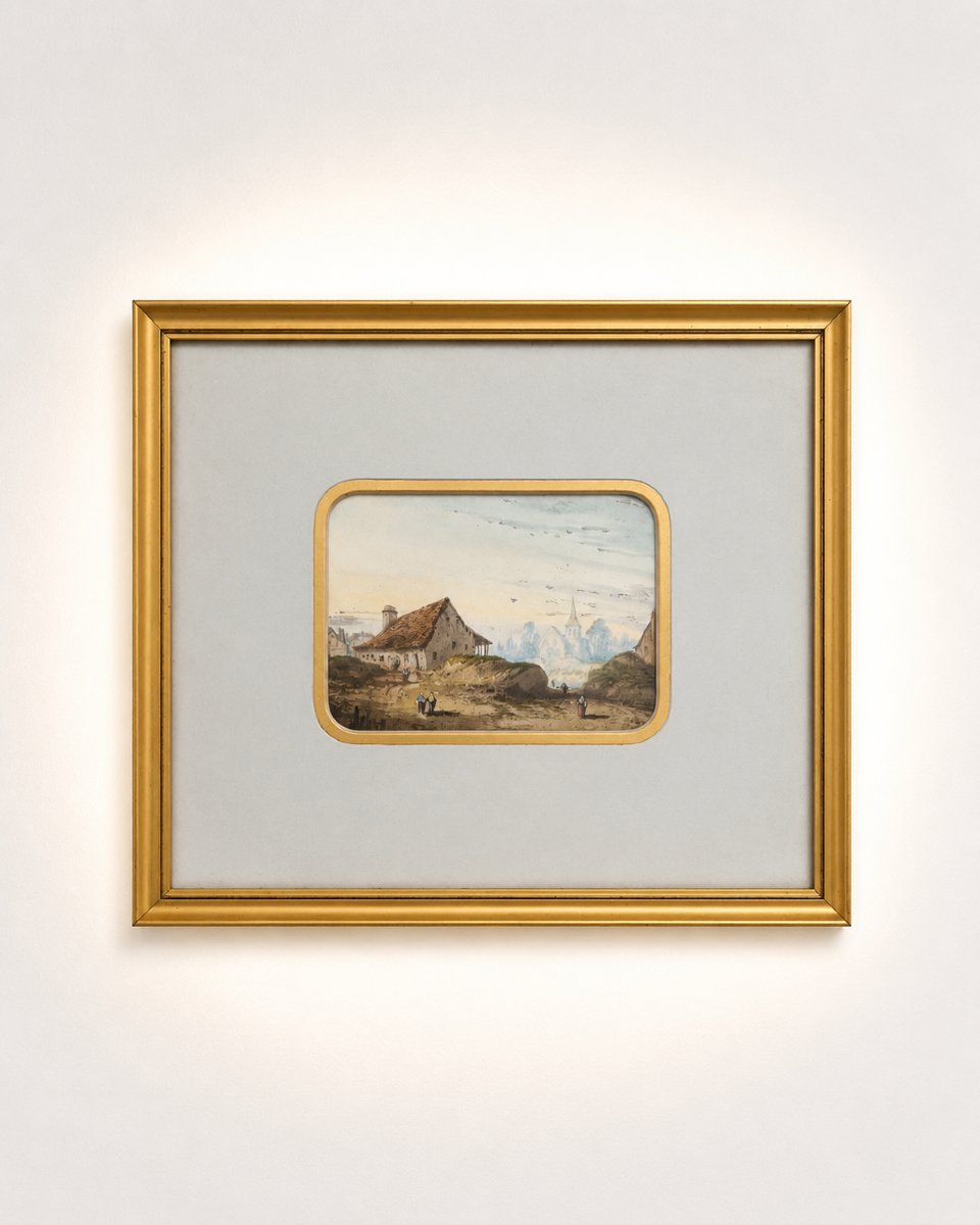 Pair Of Flemish Gouaches – Rural Landscapes, Early 19th Century-photo-1