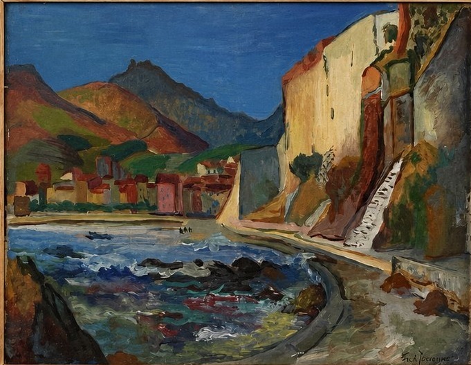 Frédéric Jouanne (1895-1972) Vue de Collioure, vers les années 1940-photo-2