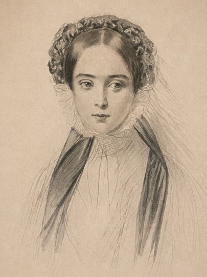 Portrait de jeune femme au voile — dessin du XIXe siècle-photo-4